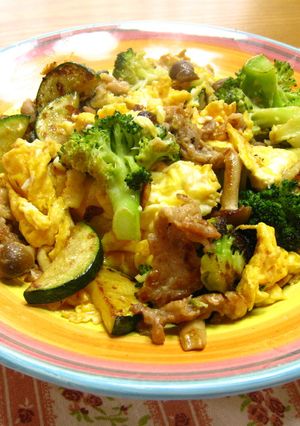夏野菜と豚肉と卵ソテー-レシピのメイン写真
