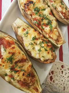 *茄子ボートのトマトチーズ焼き*-レシピのメイン写真