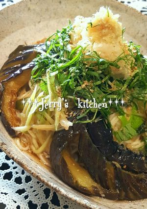 茄子の揚げ浸しと色々薬味の爽やかそうめん-レシピのメイン写真