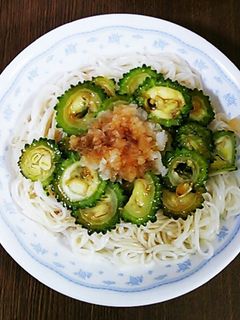 揚げ焼きゴーヤのおろし素麺♪-レシピのメイン写真
