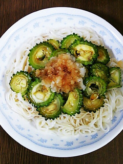 揚げ焼きゴーヤのおろし素麺♪-レシピのメイン写真