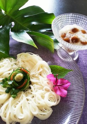 ★なめこ・とろろ素麺★-レシピのメイン写真