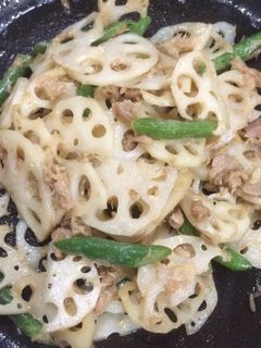 レンコンといんげんのつなマヨ炒め-レシピのメイン写真