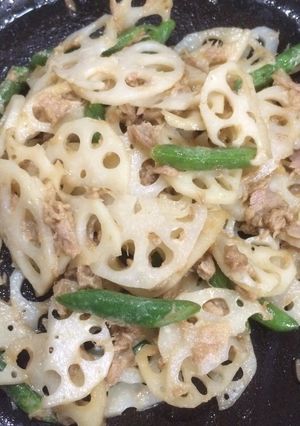 レンコンといんげんのつなマヨ炒め-レシピのメイン写真