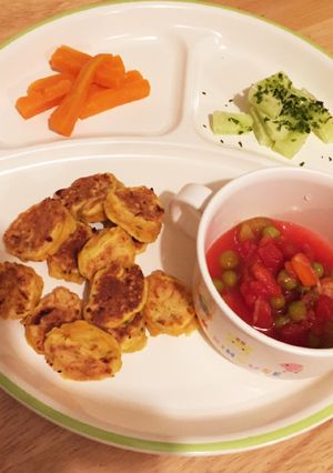1歳頃 離乳食 野菜のパンケーキプレート-レシピのメイン写真