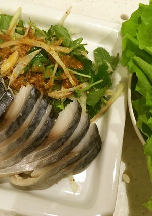 しめ鯖と夏の香味野菜のサンチュ巻き-レシピのメイン写真