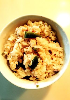 圧力鍋で簡単！ささげ&鶏の炊き込みご飯♪-レシピのメイン写真