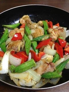 夏バテ予防☆鶏肉と夏野菜のスパイシー炒め-レシピのメイン写真