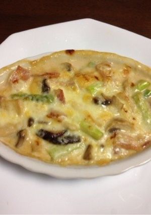 キノコとアスパラのクリーミーチーズ焼き-レシピのメイン写真