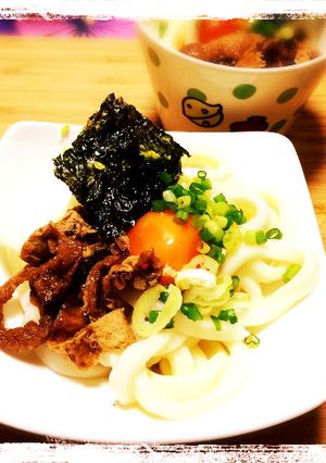 簡単冷た〜い月見きつねうどん-レシピのメイン写真