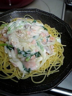 焼鮭で♪サーモンクリームスパ☆-レシピのメイン写真