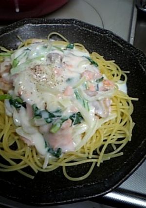 焼鮭で♪サーモンクリームスパ☆-レシピのメイン写真