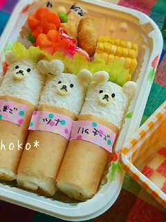 白クマちゃんのロールサンド❤簡単キャラ弁-レシピのメイン写真