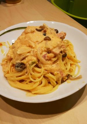 簡単！おいしい‼キムチのクリームパスタ-レシピのメイン写真