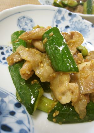 胡瓜と豚バラ肉の柚子胡椒炒め-レシピのメイン写真