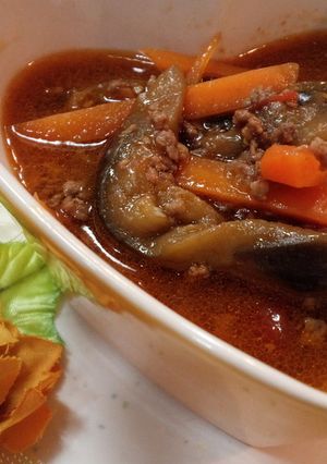 焼肉のタレで♪合挽肉と茄子のトマト煮込み-レシピのメイン写真