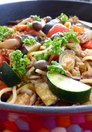 ストウブで鍋どん夏野菜のパスタ-レシピのメイン写真