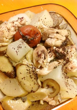 圧力鍋で鷄胸肉ごぼう大根の梅煮ゆかりがけ-レシピのメイン写真