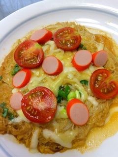 簡単!時短!残り物で!そうめんピザ-レシピのメイン写真