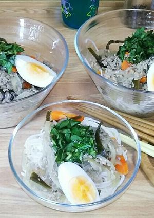 冷蔵庫にあった物で作った豚挽きそうめん-レシピのメイン写真