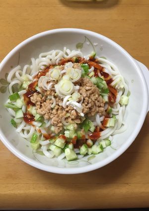 夏に☆ごま油香る納豆キムチうどん-レシピのメイン写真
