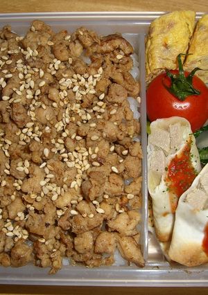 焼肉のタレで鶏そぼろ弁当-レシピのメイン写真