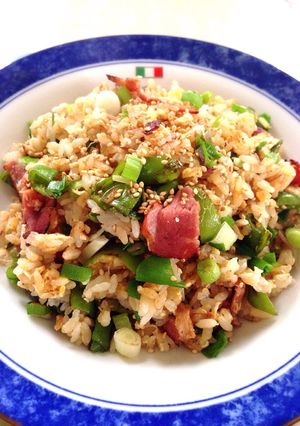 夏のお昼ごはん♪茗荷ししとう焼き豚炒飯-レシピのメイン写真