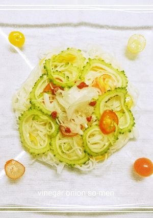 夏ランチ☆すし酢玉ねぎ&ゴーヤ素麺-レシピのメイン写真