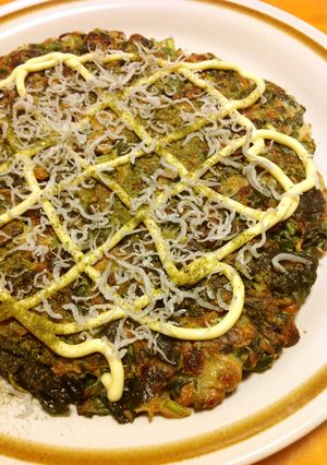 モロヘイヤ納豆ちりめんじゃこのお好み焼き-レシピのメイン写真