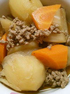 簡単!根菜と じゃが芋 挽き肉の 和風煮-レシピのメイン写真