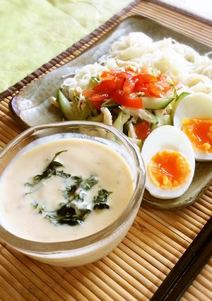 夏バテ防止に☆梅豆乳つけそうめん-レシピのメイン写真