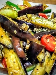茄子トマトきゅうりの鶏挽き肉カレー炒め-レシピのメイン写真