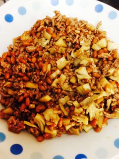 キノコと納豆のひき肉炒め-レシピのメイン写真