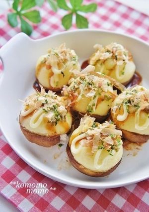 しいたけのポテトチーズボール♫たこ焼き風-レシピのメイン写真