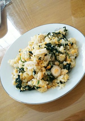 時短！簡単！ほうれん草とシーフード炒飯♥-レシピのメイン写真
