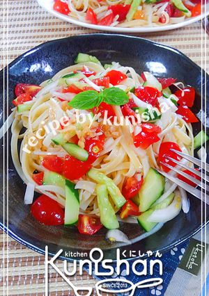 夏野菜の冷製サラダパスタ♪-レシピのメイン写真
