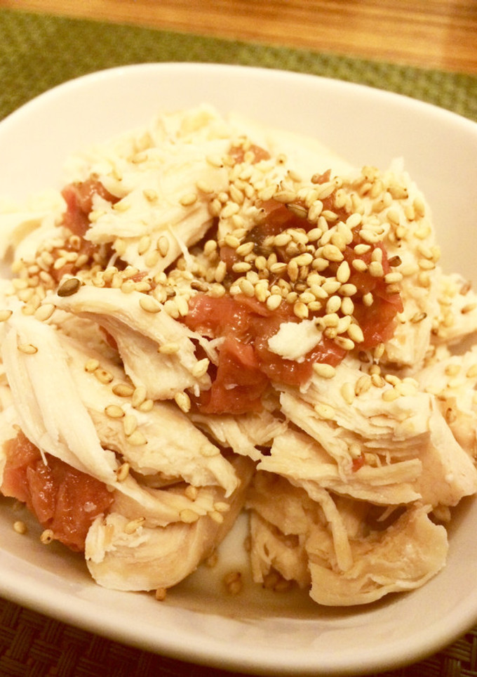 レンジで簡単！鶏ささみの梅肉和え-レシピのメイン写真