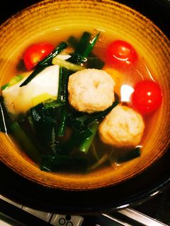 ニラと鶏団子の旨辛☆ラー油スープ-レシピのメイン写真