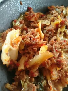 ひき肉とキャベツのキムチ炒め-レシピのメイン写真