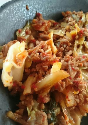 ひき肉とキャベツのキムチ炒め-レシピのメイン写真