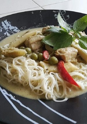 本格タイ料理グリーンカレーでそうめんを-レシピのメイン写真