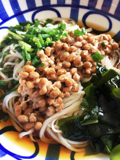 稲庭うどんのわかめ納豆ぶっかけ-レシピのメイン写真