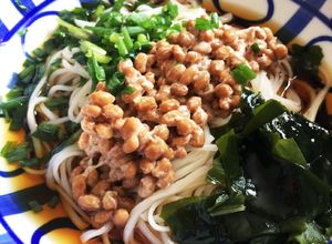 稲庭うどんのわかめ納豆ぶっかけ-レシピのメイン写真