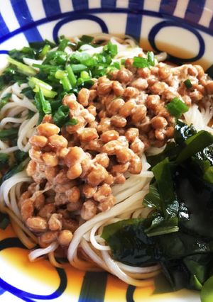 稲庭うどんのわかめ納豆ぶっかけ-レシピのメイン写真
