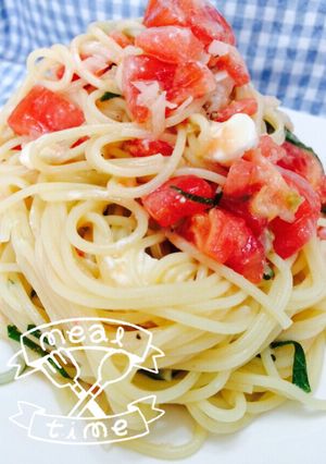 トマトとクリームチーズの冷製パスタ♪-レシピのメイン写真