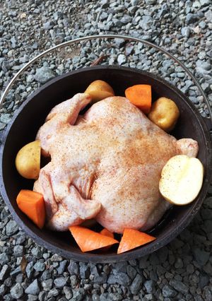 アウトドアで丸鶏-レシピのメイン写真