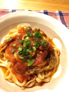 トマトうどん☆キノコ入り-レシピのメイン写真