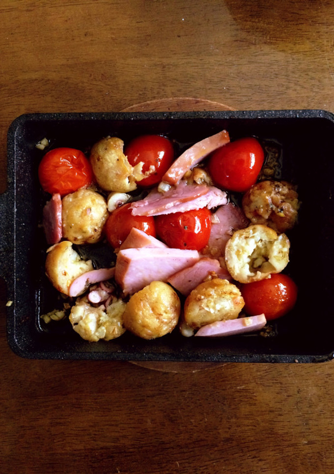 余ったたこ焼きとミニトマトでアヒージョ-レシピのメイン写真