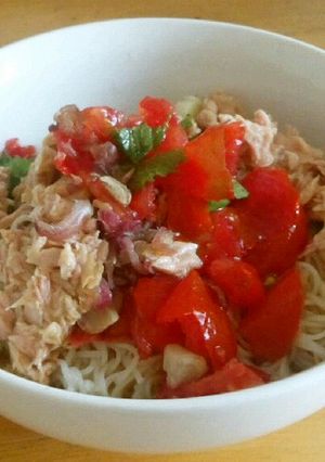 トマトとツナと薬味のぶっかけそうめん-レシピのメイン写真
