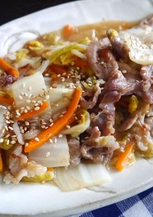 めんつゆで♡豚肉と白菜の梅おかか炒め-レシピのメイン写真